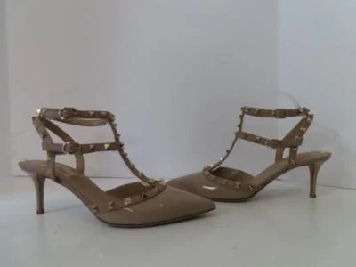 Valentino Beige Charol/Beige Cuero Rockstud Doble Hebilla Tacones/Zapatos EU 40.5 Foto 1 de 4