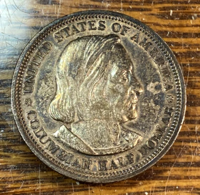 1893 Columbian Half Dollar Nice Original Very Choice AU Deep Patina CHRC - Image 1 of 2