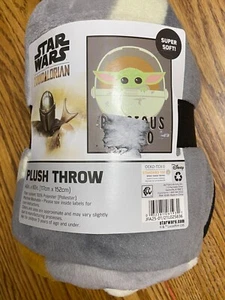 Disney Star Wars Mandalorian The Child Baby Yoda Throw 46" x 60" Super Soft Gray - Picture 1 of 11