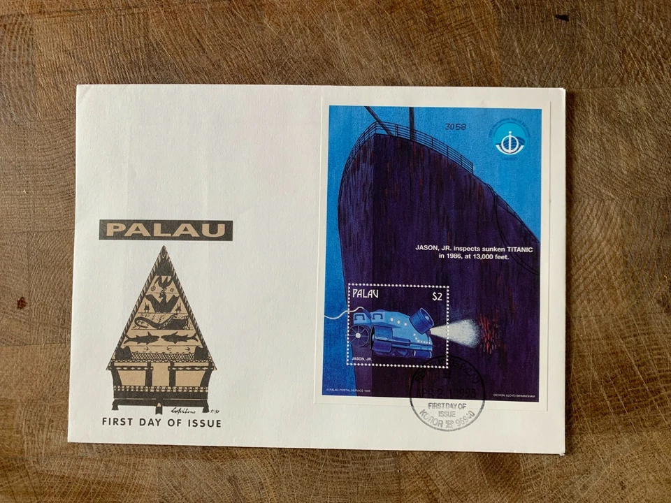 PALAU 1998 FDC UNESCO YEAR OF THE OCEAN JASON JR TITANIC MINISHEET - Image 1 of 1