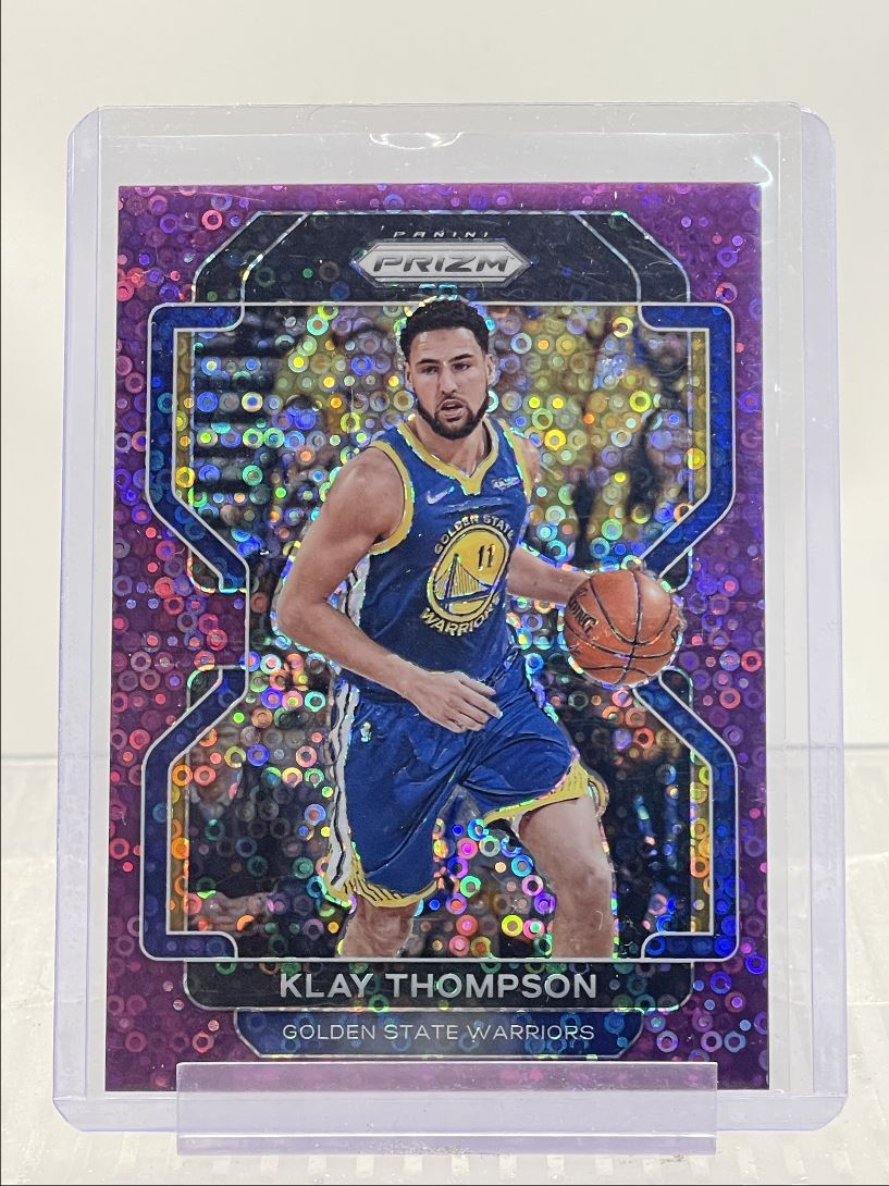 KLAY THOMPSON 2021-22 PANINI PRIZM FAST BREAK PURPLE WARRIORS /75 Q0939
