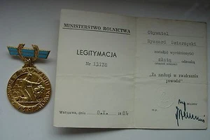 POLISH POLAND MEDAL FOR MERIT IN FLOOD FIGHTING + RARE DOC 1st class - Picture 1 of 4
