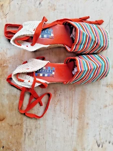 OFFICE Spanish Espadrilles Red Multi stripes Wedge heel UK5/EU38. VG condition - Picture 1 of 21