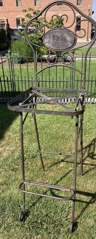 Vtg Wrought Iron Metal Chair Barstool Patio Furniture Turkey Federation Rare HTF Cover