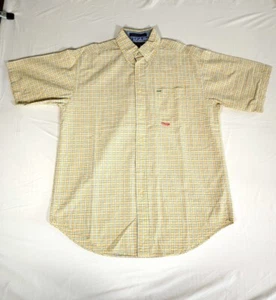 Tommy Hilfiger Button Down Shirt Adult Medium Plaid Yellow Short Sleeve Mens - Picture 1 of 12