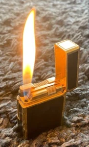 S.T. Dupont Gasfeuerzeug schwarz gold Line1S ohne Box überholt Zündung bestätigt - Bild 1 von 10