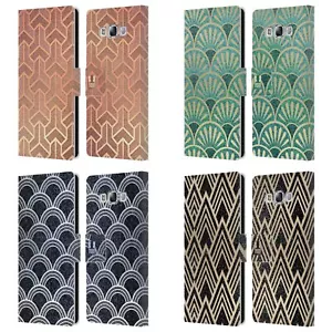 HEAD CASE DESIGNS TEXTURED ART DECO PATTERNS LEATHER BOOK CASE SAMSUNG PHONES 3 - Picture 1 of 10