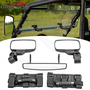 15" Center+Rear Side view Mirrors Grab For 2" Tube Honda Talon Can-Am Commander - Picture 1 of 9