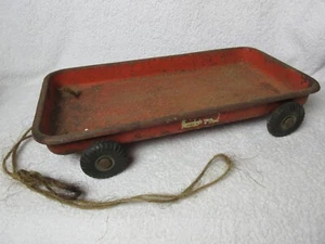Vintage Tri-ang 3 Wheel Red Pull Cart Pressed Steel *52cm x 27cm - Picture 1 of 14