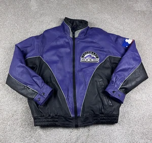 VINTAGE Colorado Rockies Jacket Mens Extra Large Purple Pro Player Leather - Picture 1 of 9