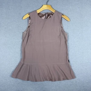 Brunello Cucinelli Women's Sleeveless Silk Top Dusty Taupe Godet Hem Size M - Picture 1 of 9
