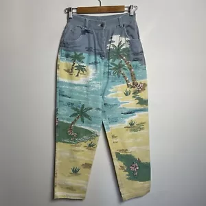 Together Palm Tree Jeans Womens Size 10 Mom Jean Relaxed Fit Cotton Printed - Picture 1 of 13