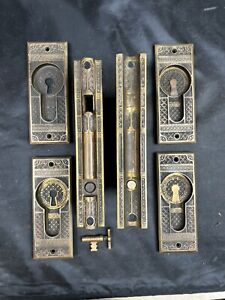 Corbin 1885 Venetian Pattern Pocket Door Set With Pulls, Locks, & Key D-10500