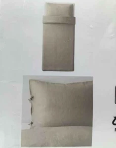 IKEA LINEN (Flax) Beige Comforter Cover & Pillowcase Ties for Twin Single Bed - Picture 1 of 5