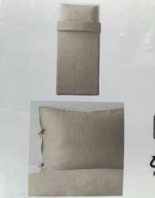 IKEA LINEN (Flax) Beige Comforter Cover & Pillowcase Ties for Twin Single Bed - Image 1 of 4
