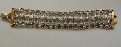 J. Brazalete Crew chapado en oro con pedrería y cristal macizo, ancho 30 mm Foto 1 de 4