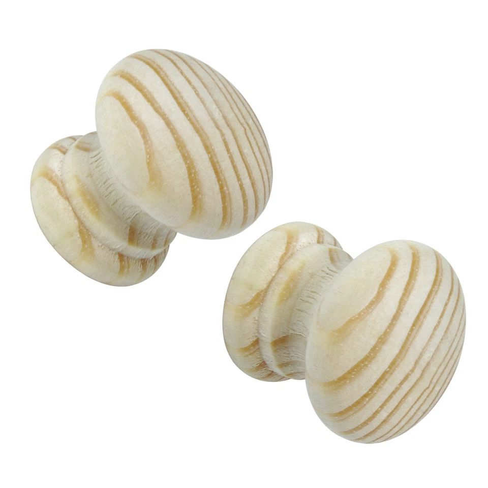 Pre Drilled PLAIN SOLID PINE WOODEN DOOR KNOB Natural Wood Big Various Sizes - Image 1 of 1