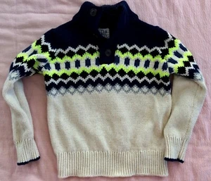 GAP KIDS boy’s off-white Henley mock neck sweater pullover Size XS 4-5 EUC - Picture 1 of 5