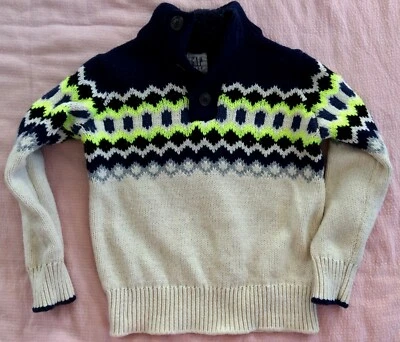 GAP KIDS boy’s off-white Henley mock neck sweater pullover Size XS 4-5 EUC - Image 1 of 4