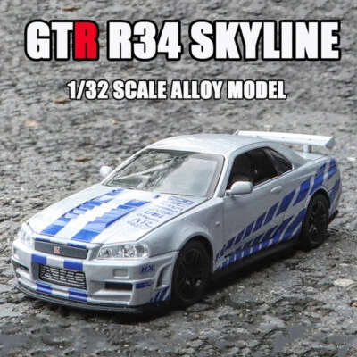 1:32 Fast and Furious Cars Nissan Skyline GTR R34 Car Diecast Model Car Skyline - Image 1 of 4