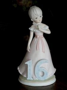 Vintage Lefton Birthday Girl Figur Christopher Collection 1983 Cake Top Sixteen - Bild 1 von 6