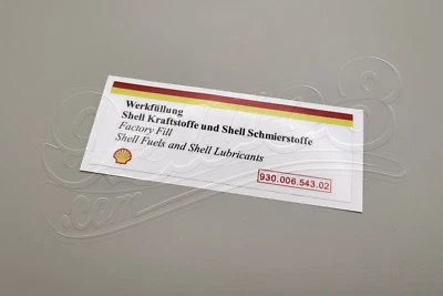 9ZWO8 Aufkleber Werkfüllung Shell für Porsche - 93000654302