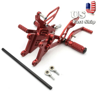 Juego trasero ajustable CNC estriberas estriberas aptas para Yamaha YZF R6 2003 2004 2005 rojo Foto 1 de 4