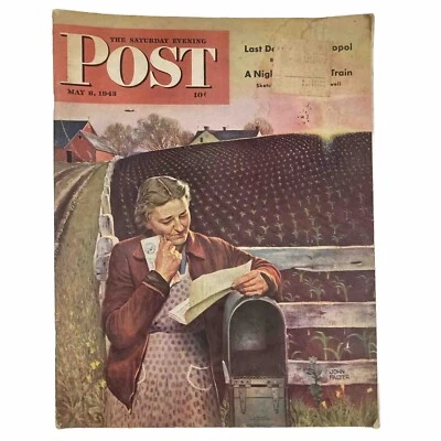 Saturday Evening Post Magazine May 8 1943 Illustrated Cover John Falter - Image 1 of 4