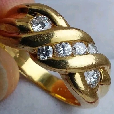 Heavy 18Ct Gold Ring 7g Diamond Twist Eternity Wedding Engagement Ring Size M - Image 1 of 4