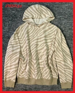 Victoria's Secret Pink Hoodie Oversized Pullover Zebra Vanilla Bean L XL NWT - Picture 1 of 11