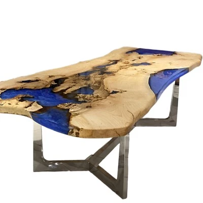 Blue Epoxy Walnut Tabletop – Luxury Live Edge Coffee Table, Dining Table, Offic - Image 1 of 4