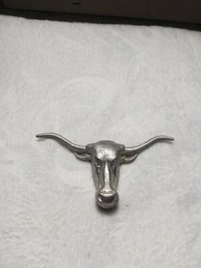 Vintage Wilton Hood Ornament Texas Bull Steer Longhorn Cow Emblem 9" - Picture 1 of 8