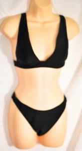 women's sexy black bikini Brazilian triangle thong size X large soft padded bra - Picture 1 of 6