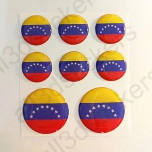 Adesivo Venezuela Resinato 3D Adesivi Bandiera Venezuela Resinati TONDO Resine - Picture 1 of 2