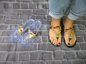 ANN MORE GAINESVILLE Jelly perizoma Sandalo Donna Jelly Scarpe Gelatina Perline Flop - Foto 1 di 10
