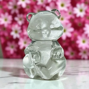 Vintage FENTON Crystal Clear Glass Teddy Bear Figurine Paperweight Art Glass 3.5 - Picture 1 of 5