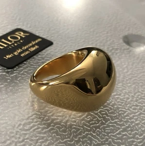 14K GOLD MILOR ITALY Resin Core Soave Oro Designer Massive Cigar Band Dome Ring - Picture 1 of 17