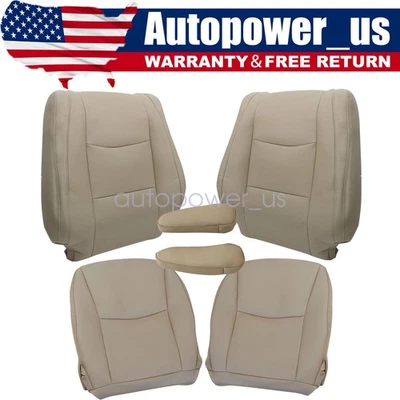 For 2003-2009 Lexus GX470 Front Both Side Leather Seat Cover & Armrest Cover Tan Foto 1 de 4
