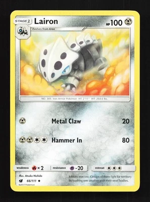 Lairon 66/111 LP Crimson Invasion English Pokemon Card TCG - Image 1 of 4