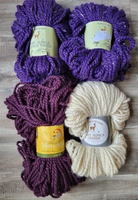 Mixed Lot of 4 Plymouth Yarn 100% Baby Alpaca Grande Chunky Bulky Yarn Purple - Image 1 of 2