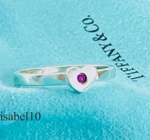 Tiffany & Co. Gr. 5,5 Picasso Mini Herz Rubin Edelstein Ring Sterlingsilber mit Etui - Bild 1 von 7