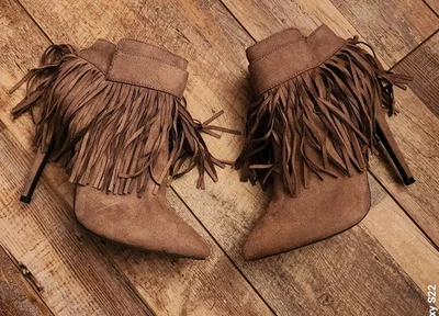 Botines Marrón Flecos Gamuza Talla 7 Boho Vaquera Western Tobillo Y2K  Foto 1 de 4