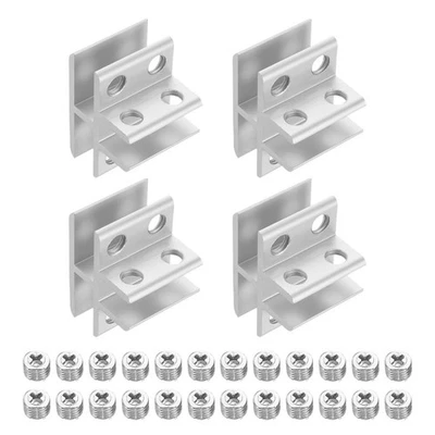 4Pcs Glass Fixing Clip, for 8-10mm 3 Way T Type with screw, Silver Tone - image 1 of 4