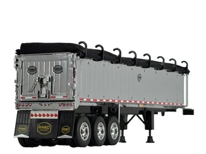 1/64 DCP CHROME/BLACK MAC TRI AXLE END DUMP TRAILER W/ BLACK TARP - Picture 1 of 3