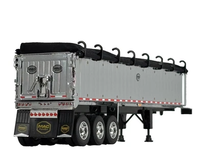 1/64 DCP CHROME/BLACK MAC TRI AXLE END DUMP TRAILER W/ BLACK TARP - Image 1 of 3