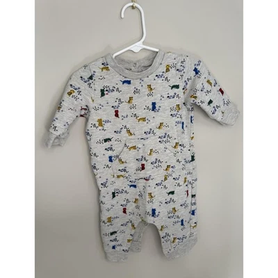 PETIT BATEAU Sudadera Terry Mameluco Una Pieza Bebé 6M Gris Estampado Animal Foto 1 de 4