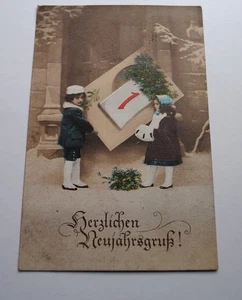 alte Motivkarte Neujahrsgrüße 1921, Kinder - Picture 1 of 2