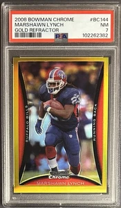 Bowman 2008 cromo refractor de oro/50 Marshawn Lynch #BC144 PSA 7 facturas casi nuevas - Imagen 1 de 3