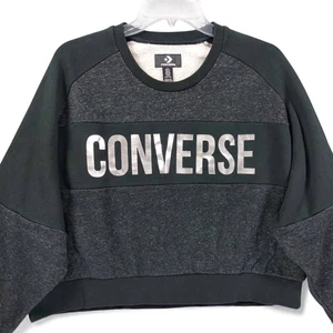 Converse Sweatshirt Damen XL schwarz grau metallic Logo Fleece gefüttert Pullover - Bild 1 von 11