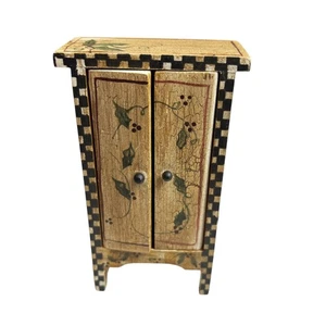 Vintage handbemalter Puppenhaus Miniatur Schrank Beeren und Reben - Bild 1 von 7